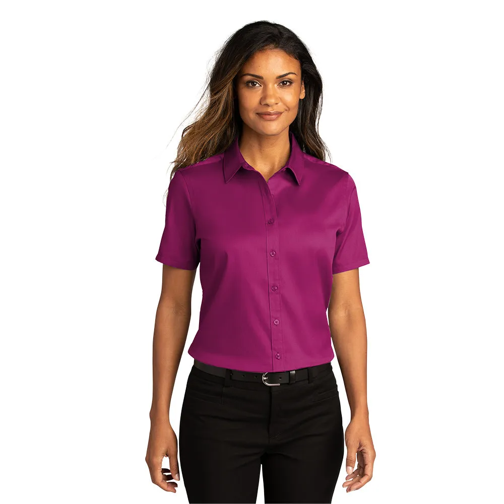 Port Authority® Women's Short Sleeve SuperPro React ™ Twill Shirt - Wild Berry