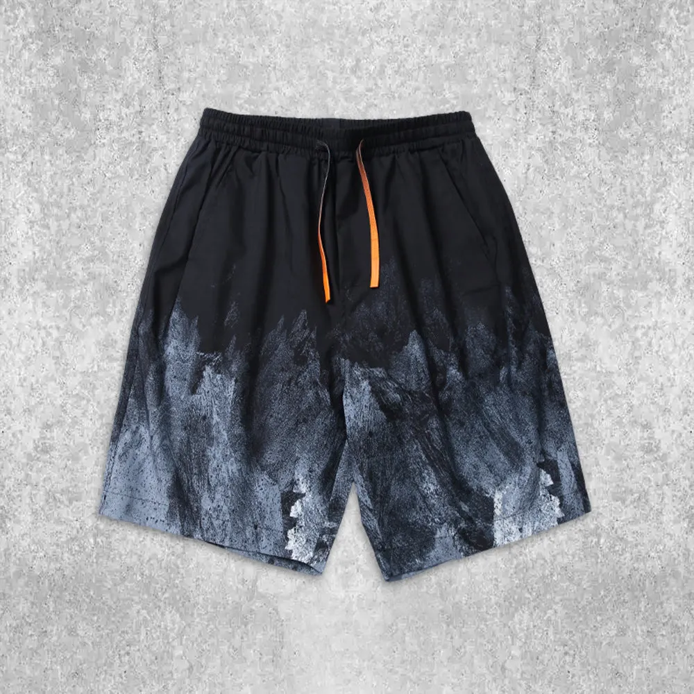 Street abstract print track shorts