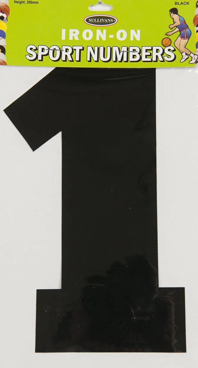 Sullivans Iron On Number 1, Black- 20cm