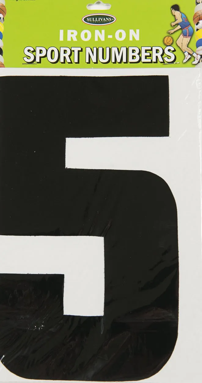 Sullivans Iron On Number 5, Black- 20cm