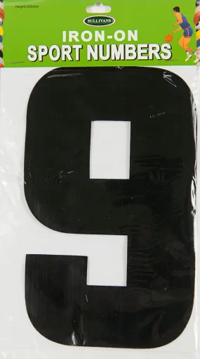 Sullivans Iron On Number 9, Black- 20cm