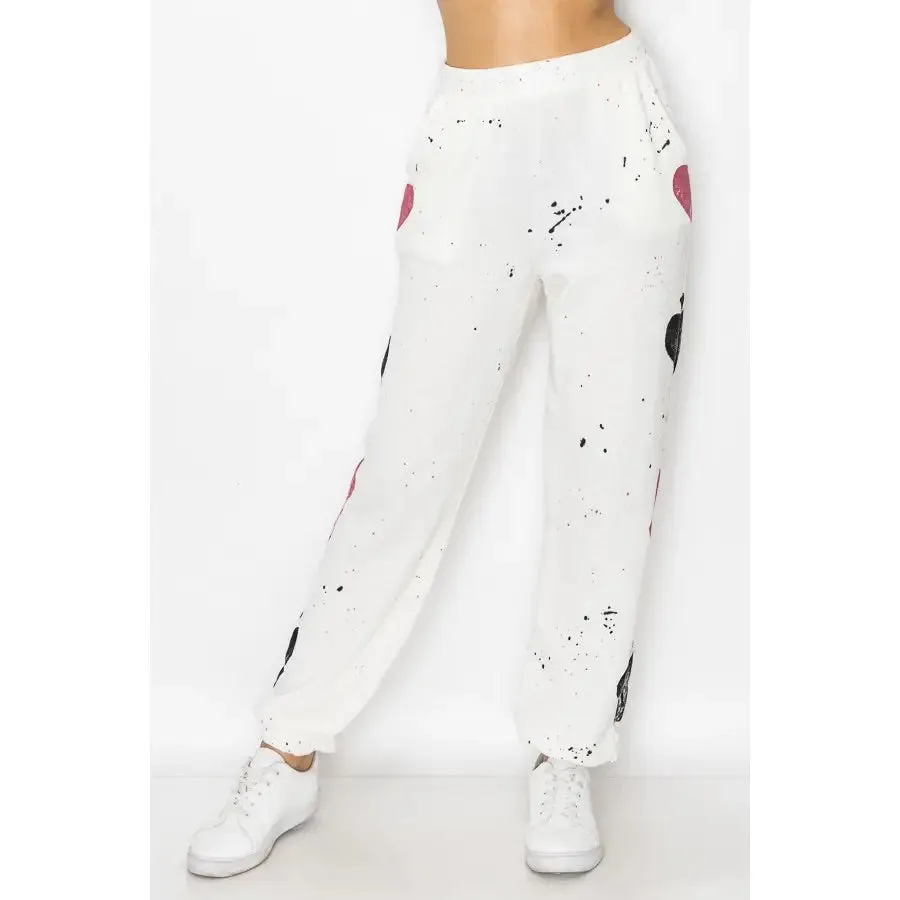 T-Party Hand Painted Poker Jogger Pants - White