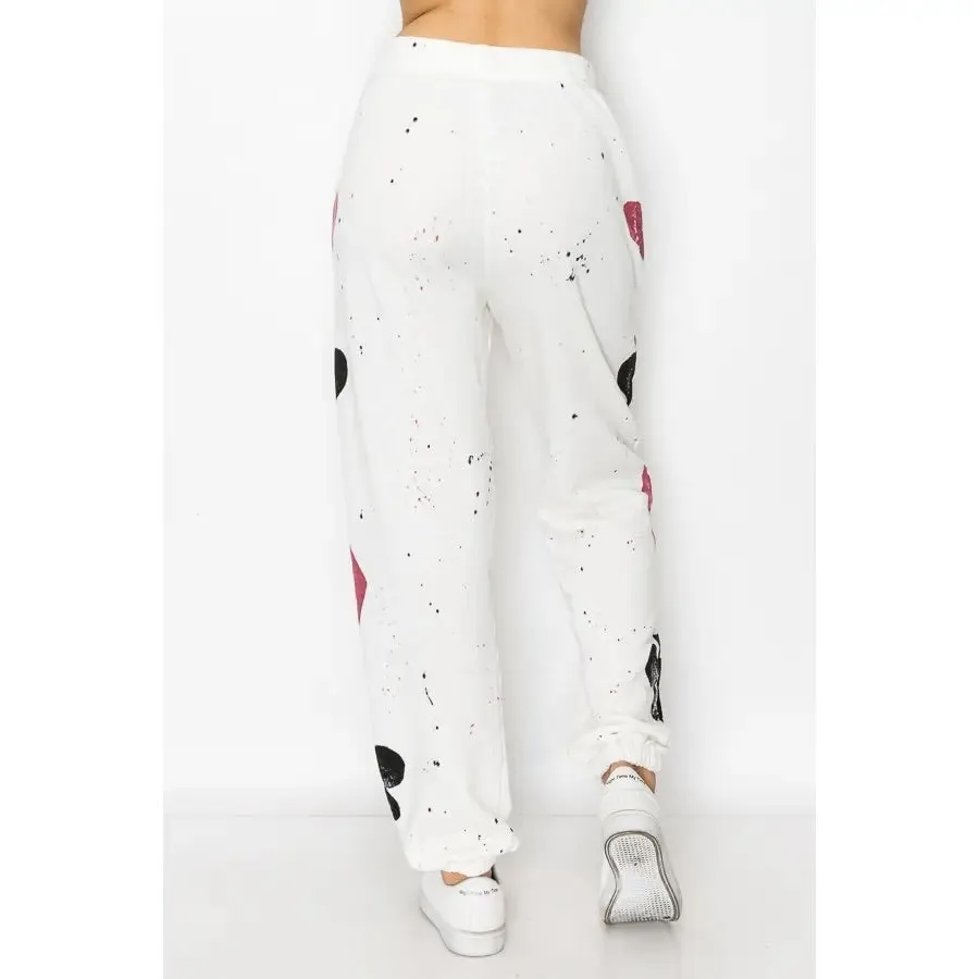 T-Party Hand Painted Poker Jogger Pants - White