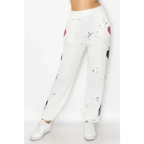 T-Party Hand Painted Poker Jogger Pants - White