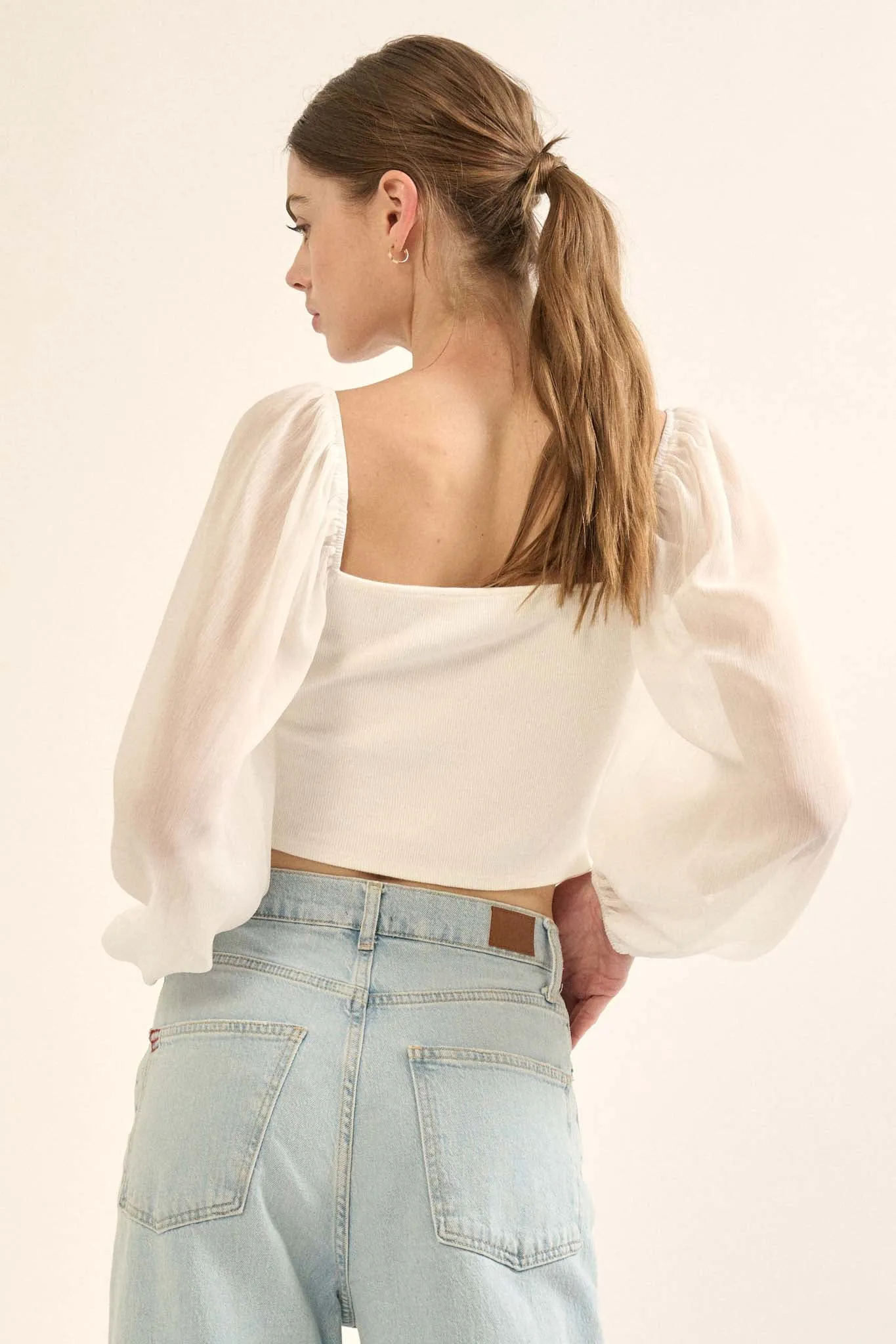 Timeless Love Long-Sleeve Cropped Corset Top