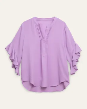 Trista Ruffle Sleeve Henley Blouse | Lilac