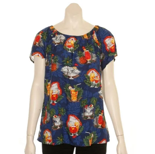 Tropical Martini Peasant Blouse