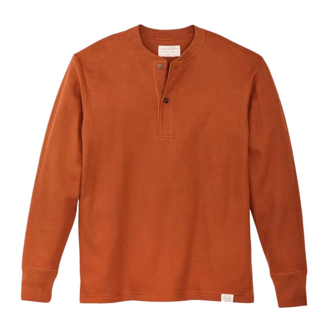 Waffle Knit Henley - Rust