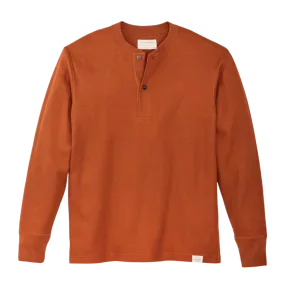 Waffle Knit Henley - Rust