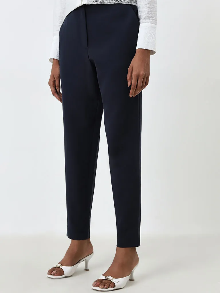 Wardrobe Navy High-Rise Trousers