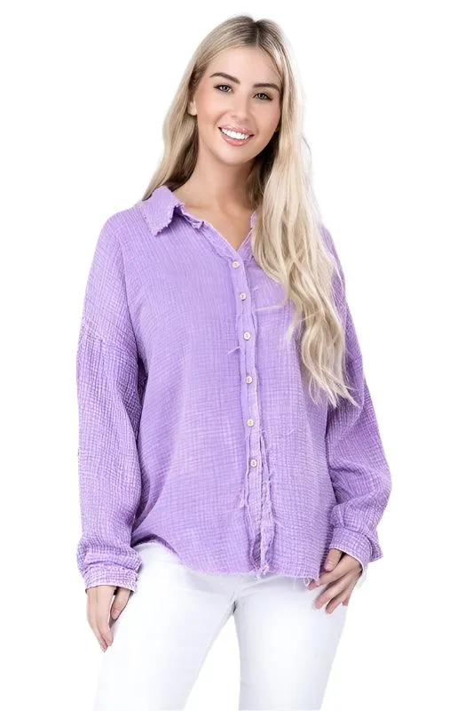 Washed Double Gauze Button Down Shirt